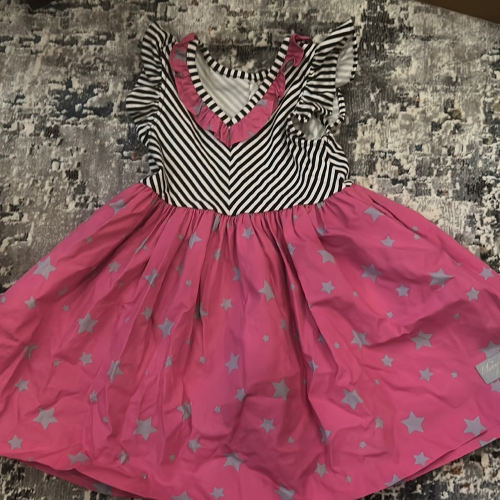 Pink with gray stars size 2 Harper Dress